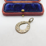 Sterling Silver Good Luck Horseshoe 'Good Luck' Pendant 1940 Antique Chester