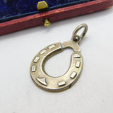 Sterling Silver Good Luck Horseshoe 'Good Luck' Pendant 1940 Antique Chester