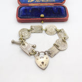 Victorian Chinese Sterling Silver Coin & Token Charm Bracelet Antique c1880