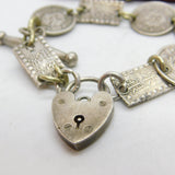 Victorian Chinese Sterling Silver Coin & Token Charm Bracelet Antique c1880