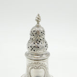 George III Sterling Silver Floral Pattern Pepper Shaker Antique 1781 London
