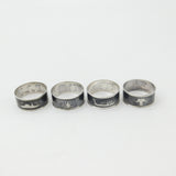 Set of Four Siam Sterling Silver Niello Enamel Napkin Ring Antique c1920