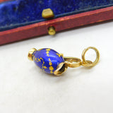 18ct Yellow Gold & Blue Enamel Wine Jug Charm Pendant Vintage c1980