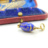 18ct Yellow Gold & Blue Enamel Wine Jug Charm Pendant Vintage c1980