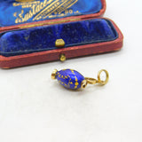18ct Yellow Gold & Blue Enamel Wine Jug Charm Pendant Vintage c1980