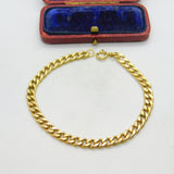 18ct Yellow Gold Curb Link Chain Bracelet Italian Vintage c1990 7.5" Length