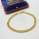 18ct Yellow Gold Curb Link Chain Bracelet Italian Vintage c1990 7.5" Length