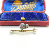 Victorian 18ct Gold, Pearl & Old-Mine Cut Diamond Baby Chick Brooch c1860 Antique