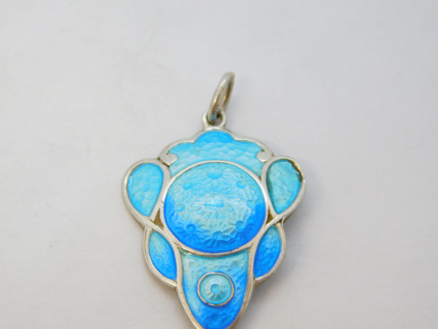 Art Nouveau Sterling Silver & Enamel Floral Drop Pendant Antique c1890