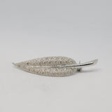 18ct White Gold & Diamond Set Feather Dress Brooch Vintage c1990 Sheffield