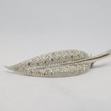 18ct White Gold & Diamond Set Feather Dress Brooch Vintage c1990 Sheffield