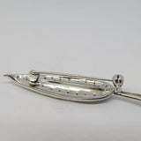 18ct White Gold & Diamond Set Feather Dress Brooch Vintage c1990 Sheffield