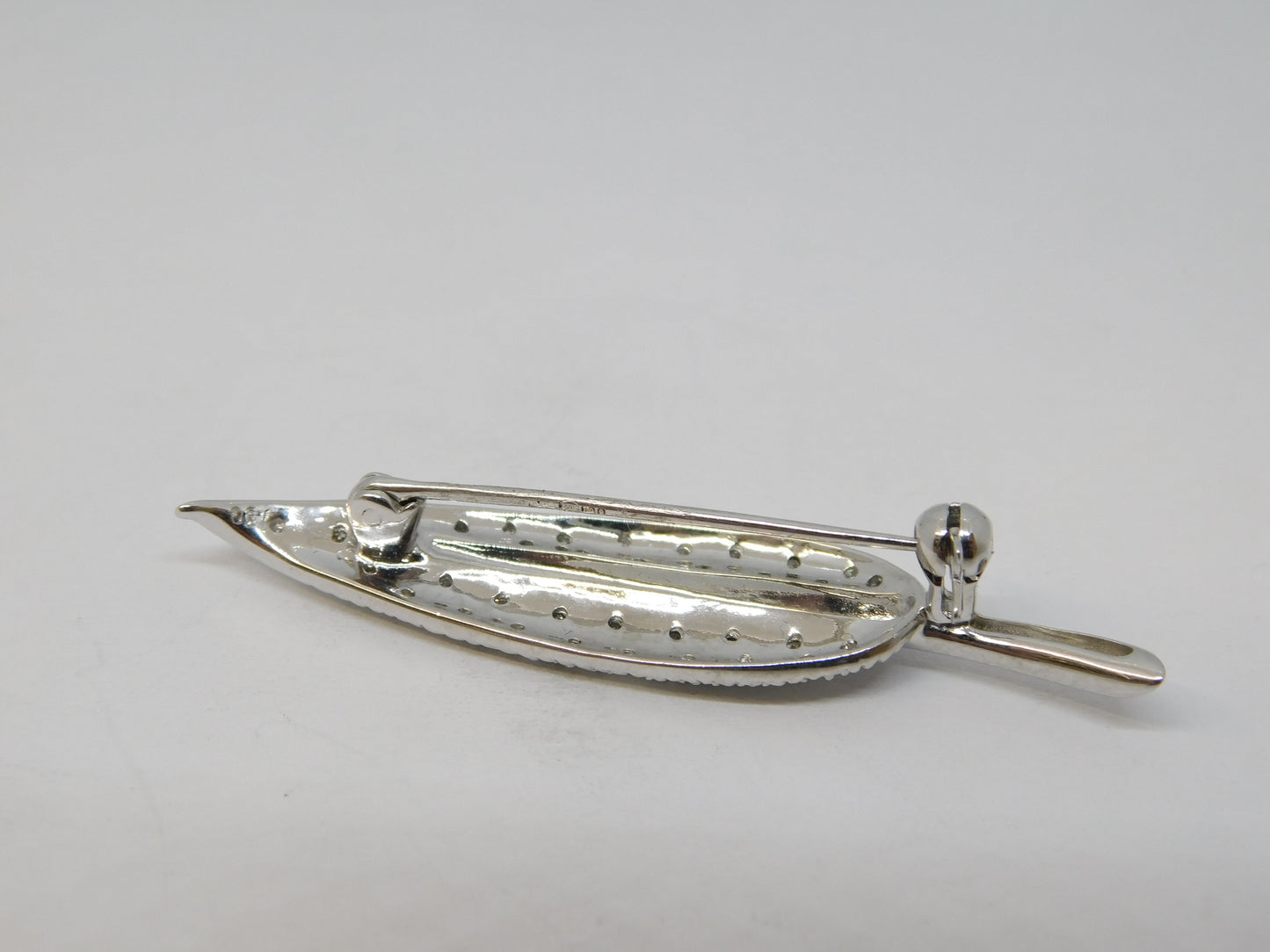 18ct White Gold & Diamond Set Feather Dress Brooch Vintage c1990 Sheffield