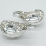 Sterling Silver Art Nouveau Wave Handle Modernist Sauce Boat Pair Antique 1935
