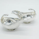 Sterling Silver Art Nouveau Wave Handle Modernist Sauce Boat Pair Antique 1935