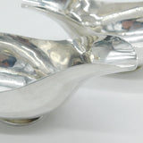 Sterling Silver Art Nouveau Wave Handle Modernist Sauce Boat Pair Antique 1935