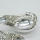 Sterling Silver Art Nouveau Wave Handle Modernist Sauce Boat Pair Antique 1935