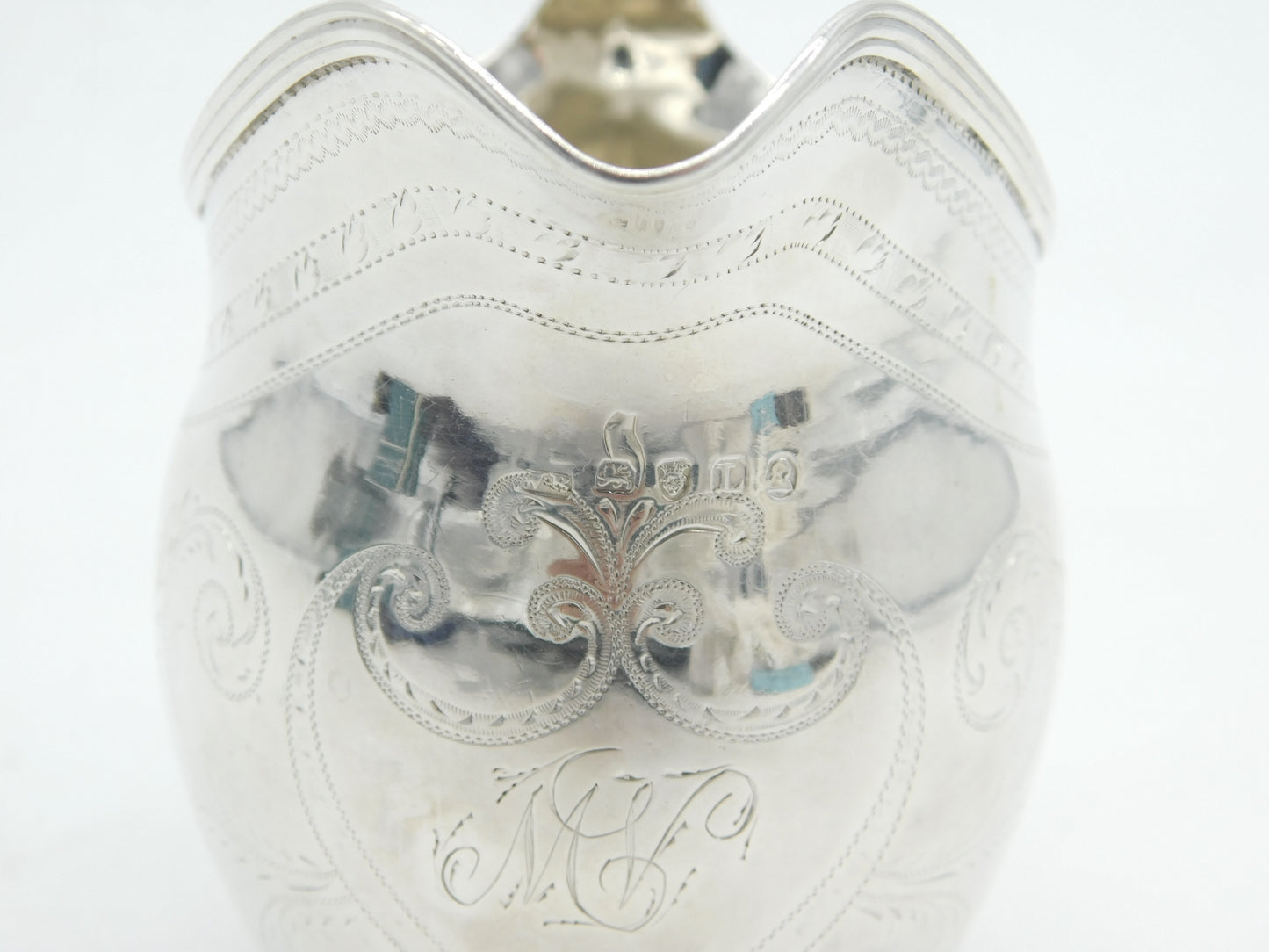 George III Sterling Silver Helmet Cream Jug Floral Pattern Antique 1806 London