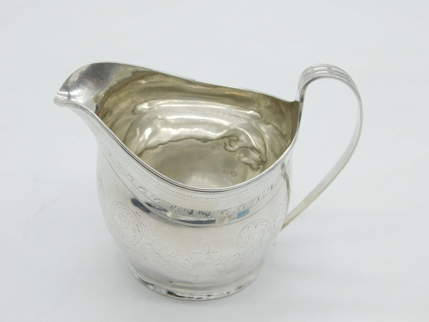 George III Sterling Silver Helmet Cream Jug Floral Pattern Antique 1806 London