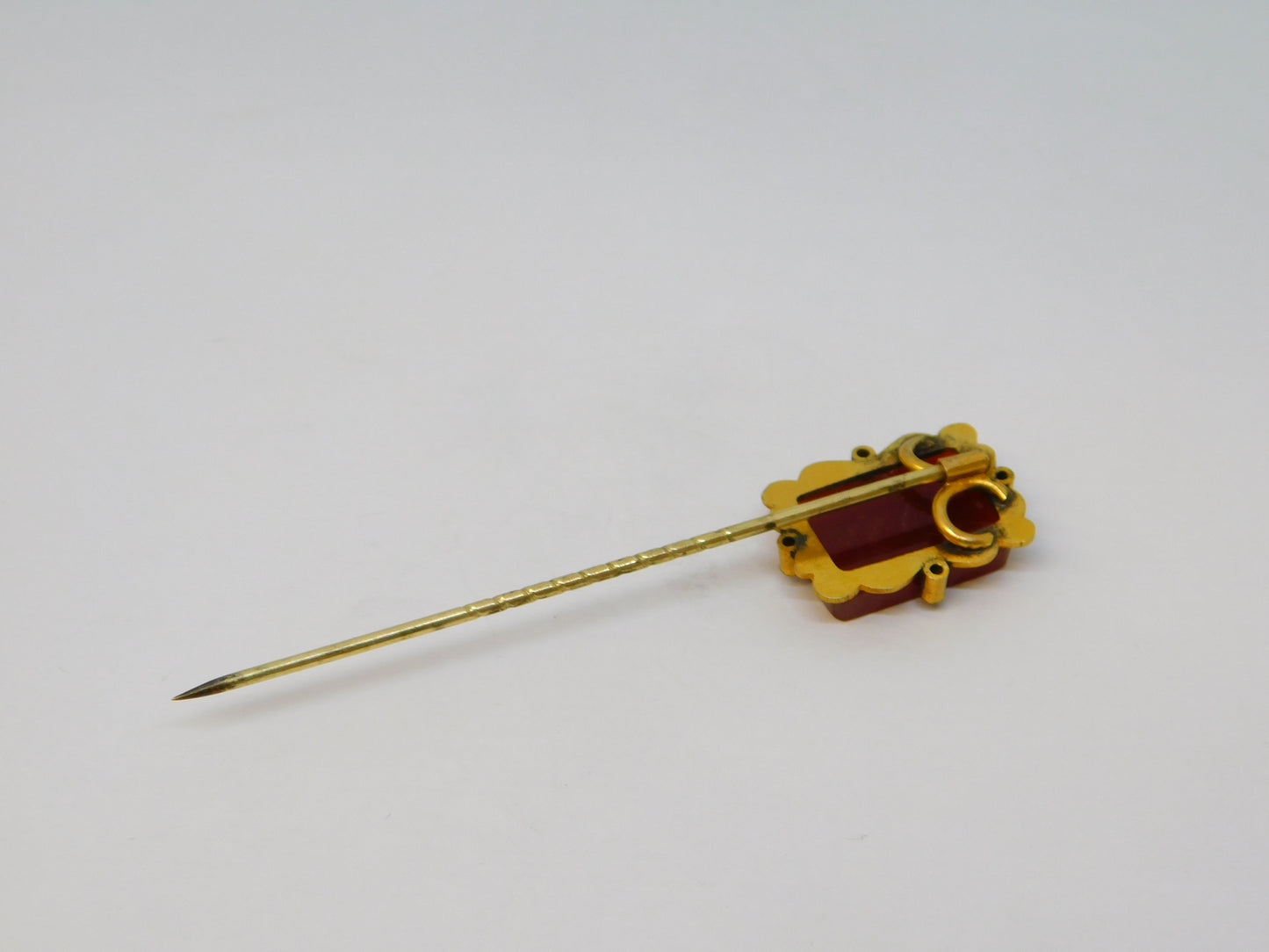 George III 15ct Gold Hardstone Roman Centurion Intaglio Stick Pin Antique c1820