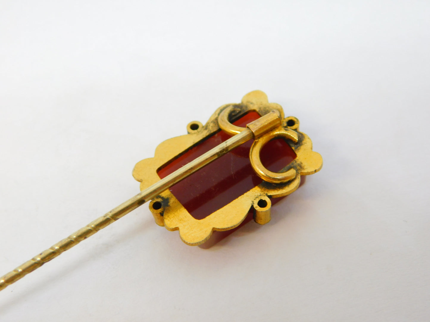 George III 15ct Gold Hardstone Roman Centurion Intaglio Stick Pin Antique c1820