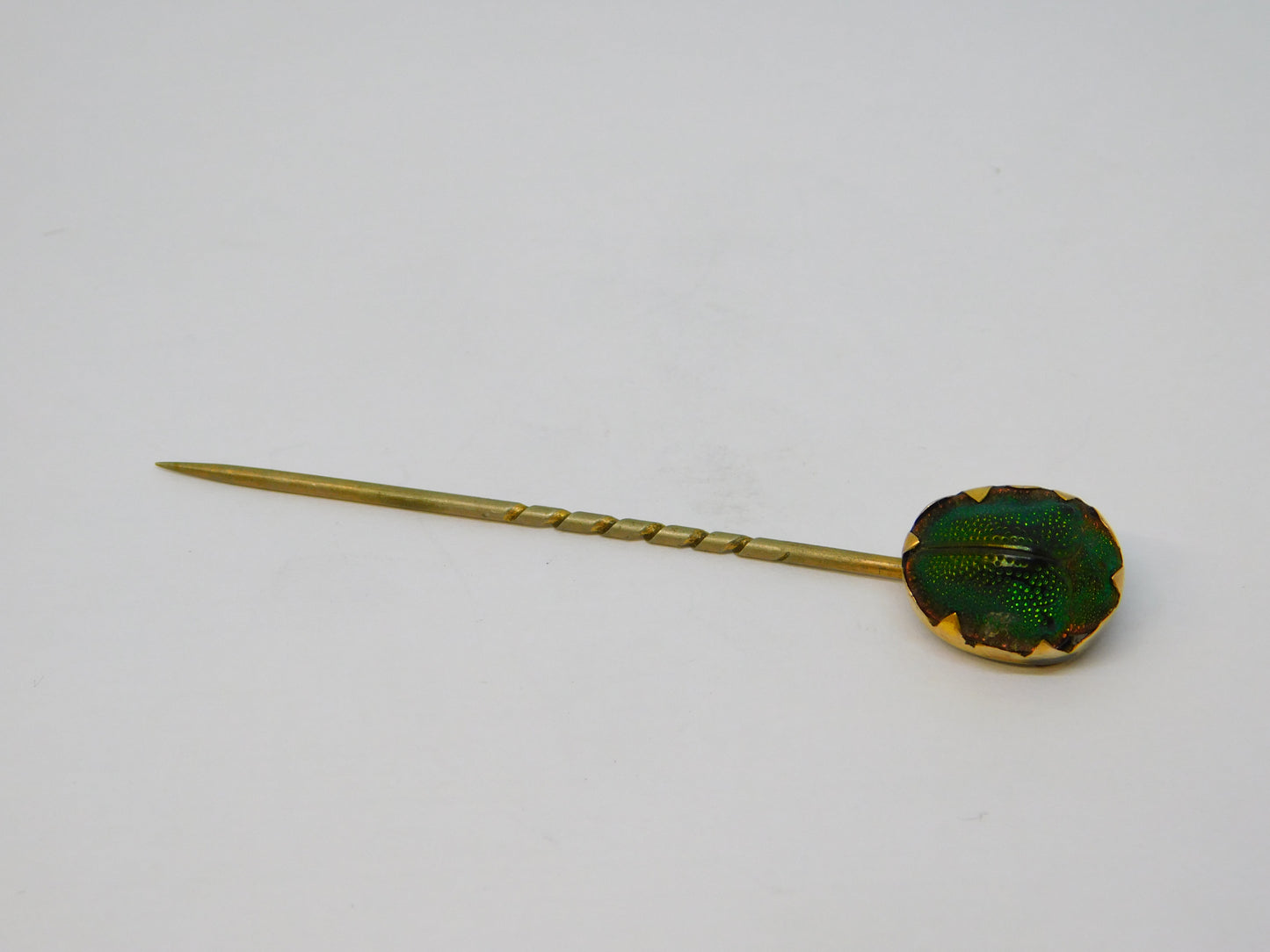 Victorian 15ct Yellow Gold Egyptian Scarab Beetle Stick Pin Antique c1860