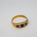 Victorian 9ct Yellow Gold, Sapphire & Diamond Boat Ring Antique c1890