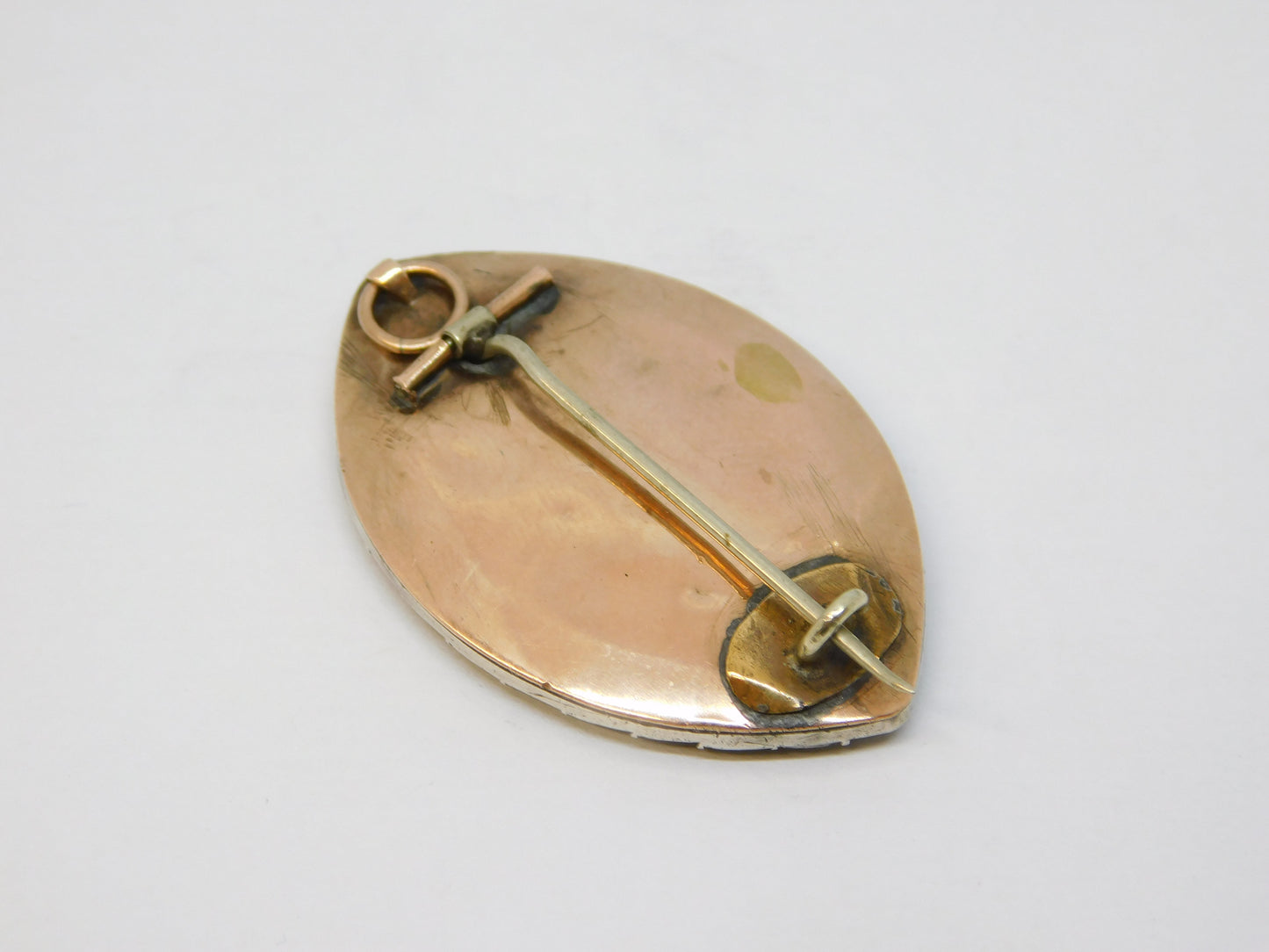 George III 9ct Gold, Silver, Paste & Hair Set Mourning Pendant Antique c1820