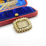Victorian 9ct Gold, Seed Pearl & Hair Mourning Brooch Antique c1850