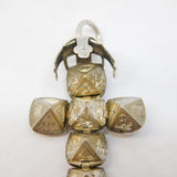 Sterling Silver Folding Masonic Ball Cross Fob Pendant Antique c1920 Art Deco