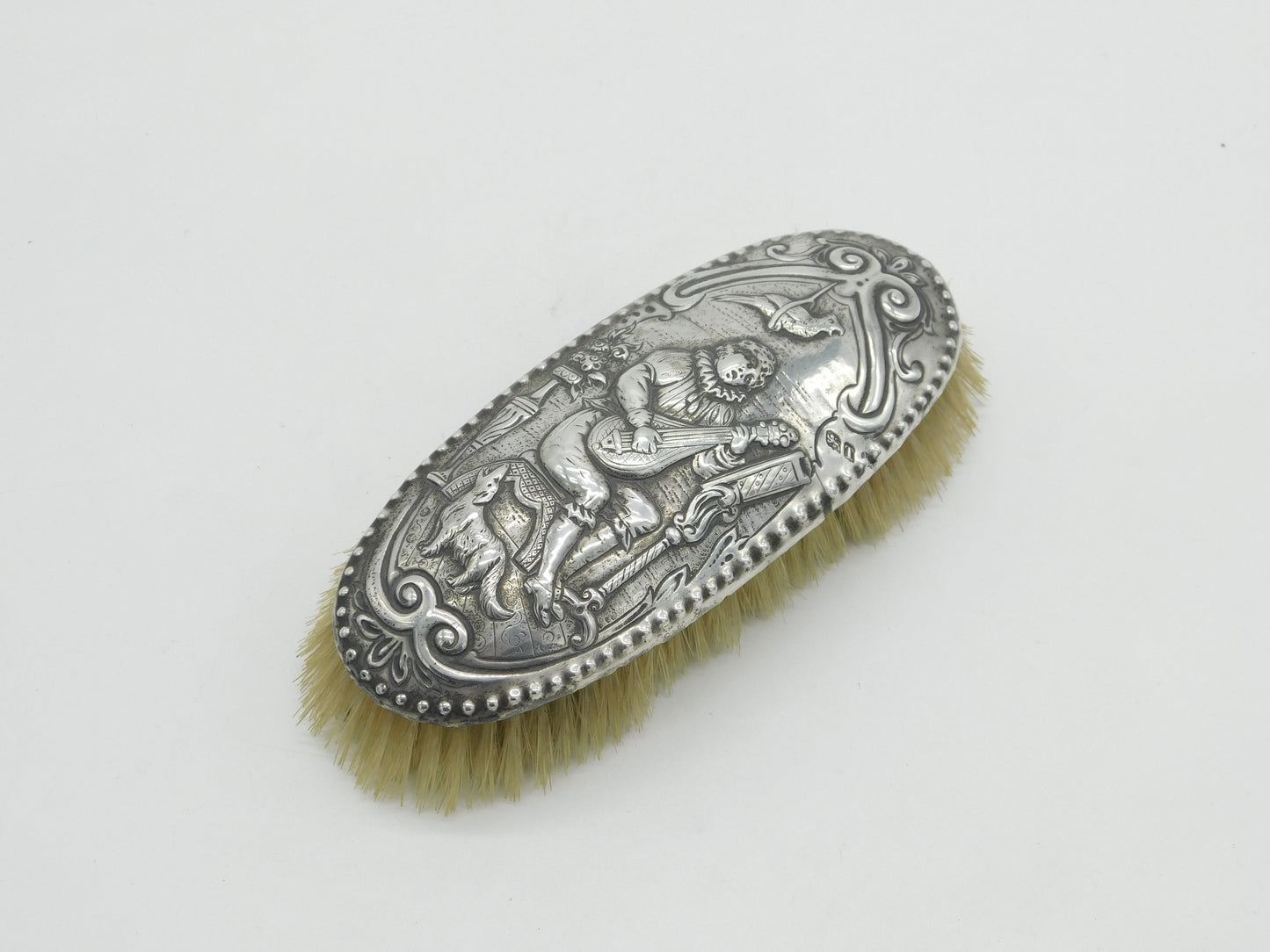 George III Sterling Silver Lute Player Pattern Hairbrush Antique 1814 London
