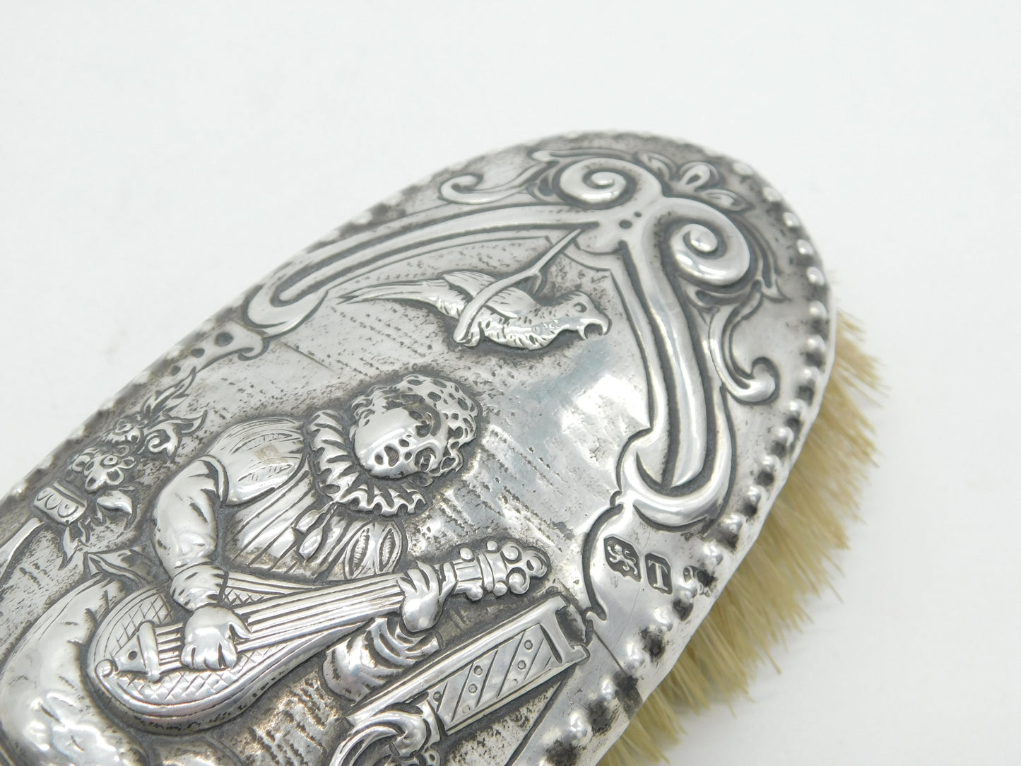 George III Sterling Silver Lute Player Pattern Hairbrush Antique 1814 London