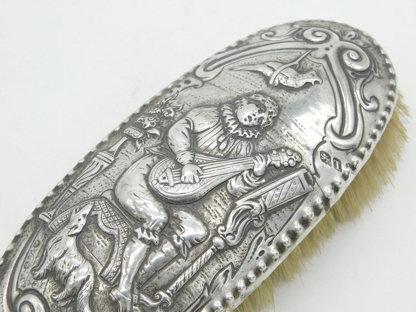 George III Sterling Silver Lute Player Pattern Hairbrush Antique 1814 London