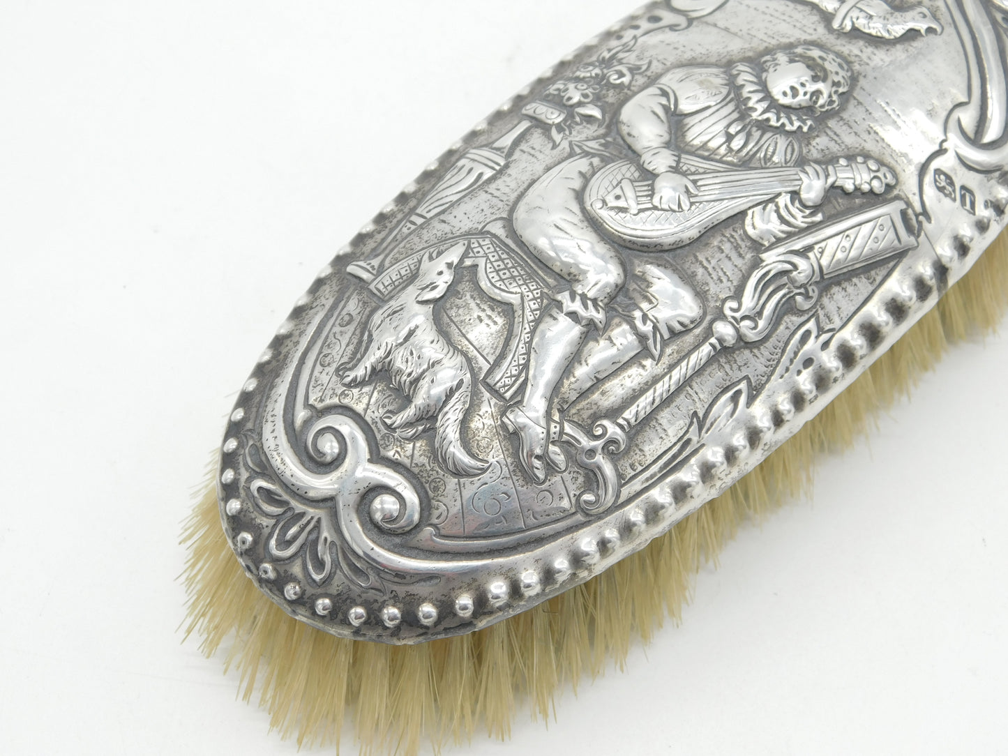 George III Sterling Silver Lute Player Pattern Hairbrush Antique 1814 London
