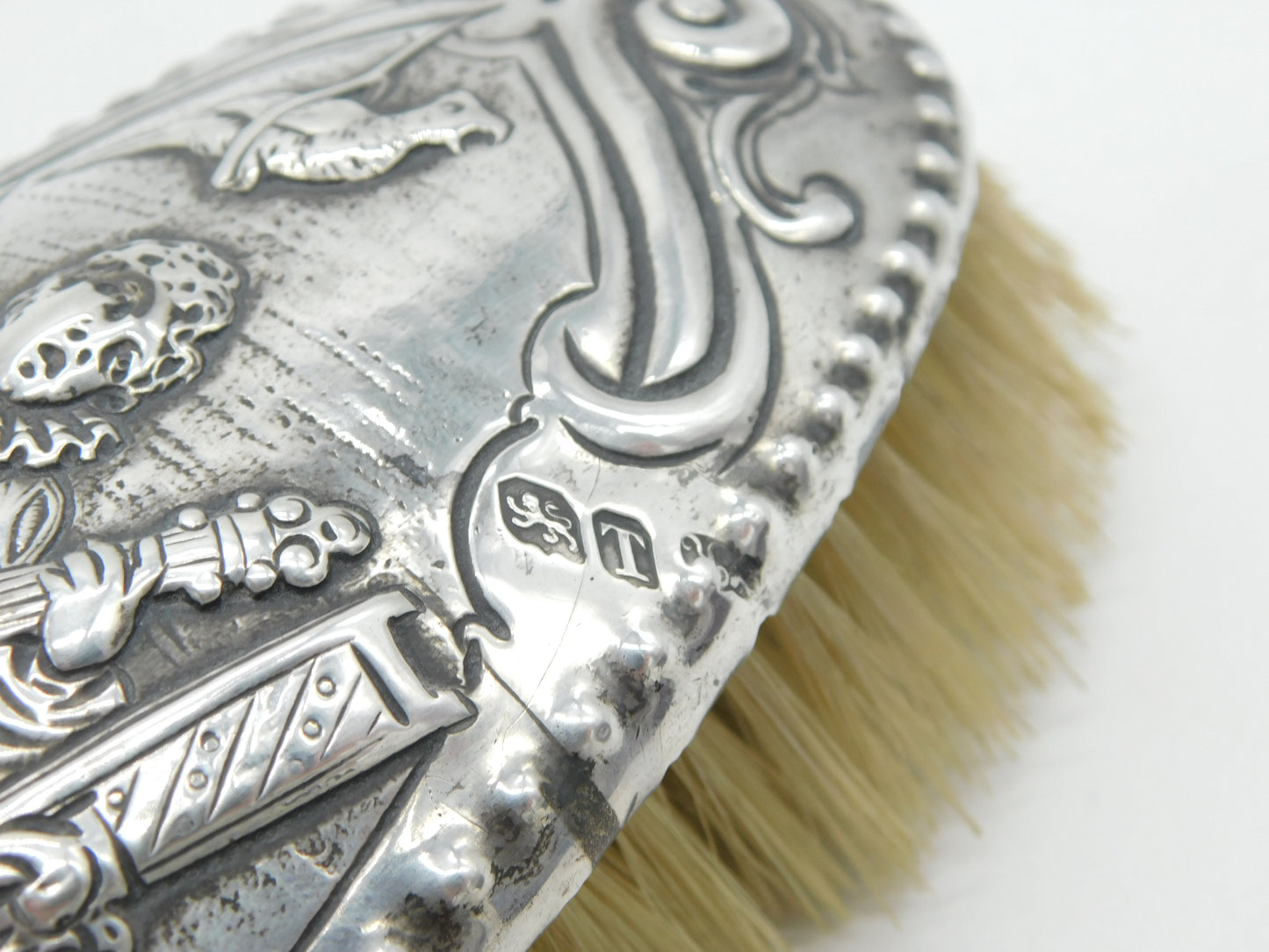 George III Sterling Silver Lute Player Pattern Hairbrush Antique 1814 London