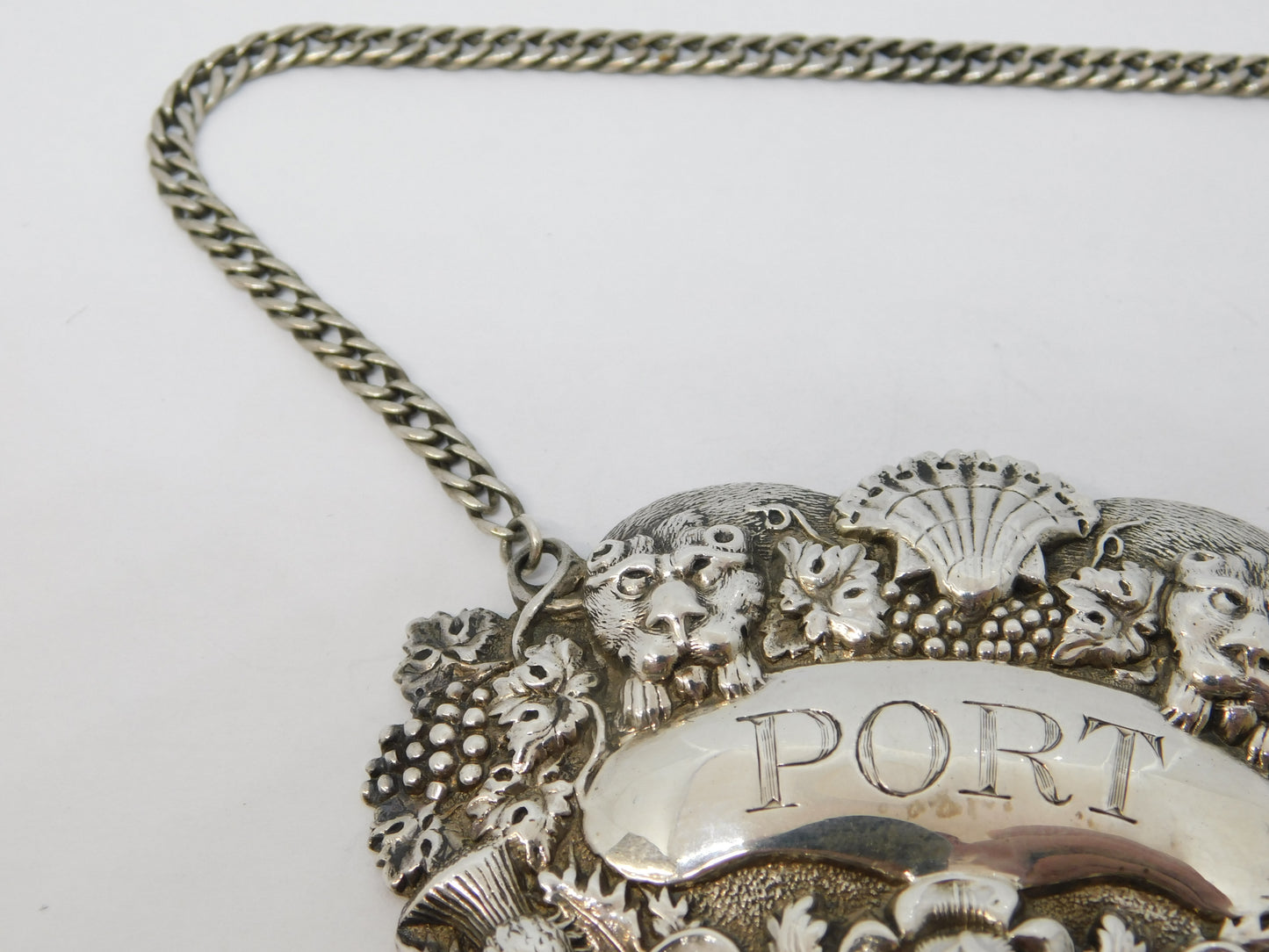 George III Sterling Silver Symbols of UK Port Decanter Label Antique 1819