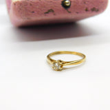 9ct Yellow Gold & 0.2ct Diamond Set Solitaire Ring Vintage c1990 Birmingham