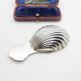 Sterling SIlver Scallop Shell Tea Caddy Spoon 1977 Birmingham Vintage