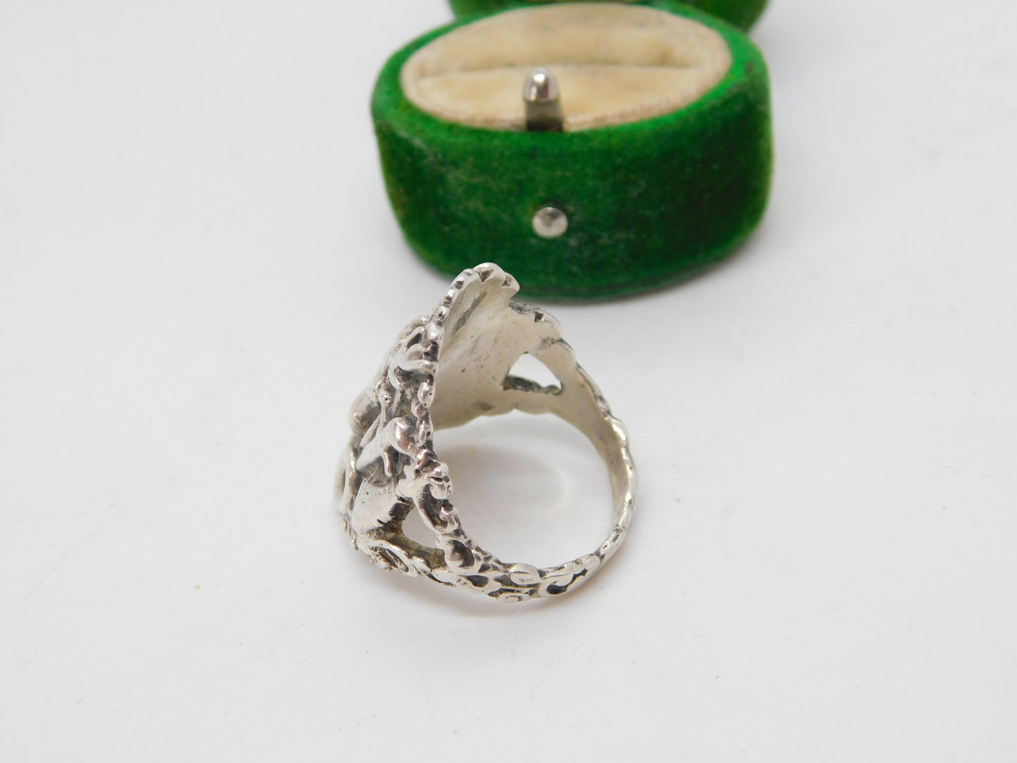 Victorian Sterling Silver Stag Hunting Interest Signet Ring Antique c1900