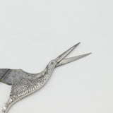 Victorian Cut Steel Novelty Stork Form Sewing or Craft Scissors Antique c1860