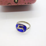 Sterling Silver Blue Enamel Capricorn the Goat Signet Ring Antique c1930 Deco