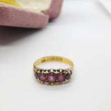 Victorian 22ct Gold & Almandine Garnet Five-Stone Band Ring 1899 Birmingham