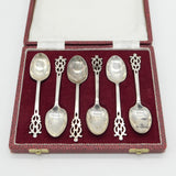 Victorian Boxed Sterling Silver Set of Floral Teaspoons Antique 1901 London