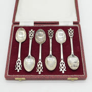 Victorian Boxed Sterling Silver Set of Floral Teaspoons Antique 1901 London