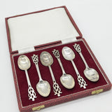Victorian Boxed Sterling Silver Set of Floral Teaspoons Antique 1901 London