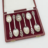 Victorian Boxed Sterling Silver Set of Floral Teaspoons Antique 1901 London