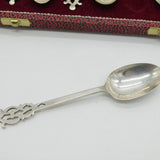 Victorian Boxed Sterling Silver Set of Floral Teaspoons Antique 1901 London