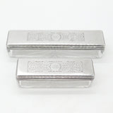 Set of Victorian Sterling Silver & Glass Floral Trinket Boxes 1839 London Antique