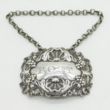 George III Sterling Silver Shell Pattern Port Decanter Label Antique 1818 London