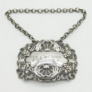 George III Sterling Silver Shell Pattern Port Decanter Label Antique 1818 London